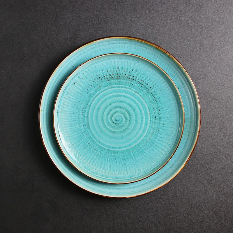 Посуда для отеля, керамическая 10-дюймовая посуда, набор рождественских фарфоровых тарелок, посуда, бирюзово-зеленая посуда, тарелка