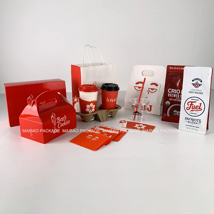Универсальная упаковка для серии кофе на заказ, с плоским дном, 12 унций, 1 фунт, пакетик для кофе, одноразовая бумажная чашка для кофе, коробка для выпечки торта на вынос