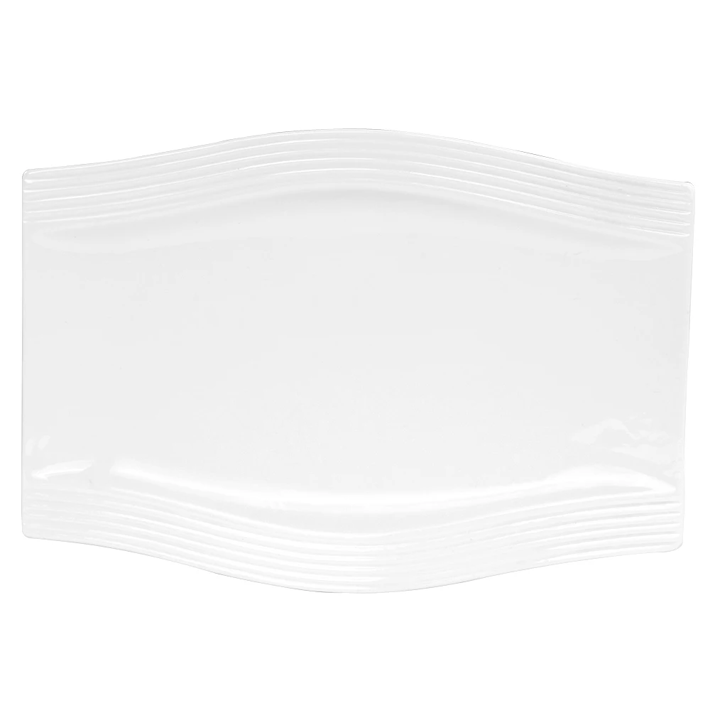 Белая фарфоровая обеденная тарелка для отелей и ресторанов, прямоугольные керамические тарелки для ресторана