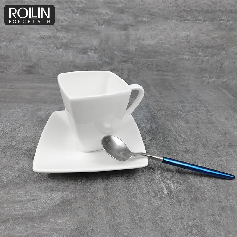 Оптовый набор посуды для ресторана, фарфоровая кофейная чашка с блюдцем для ресторана, современные кофейные чашки с логотипом