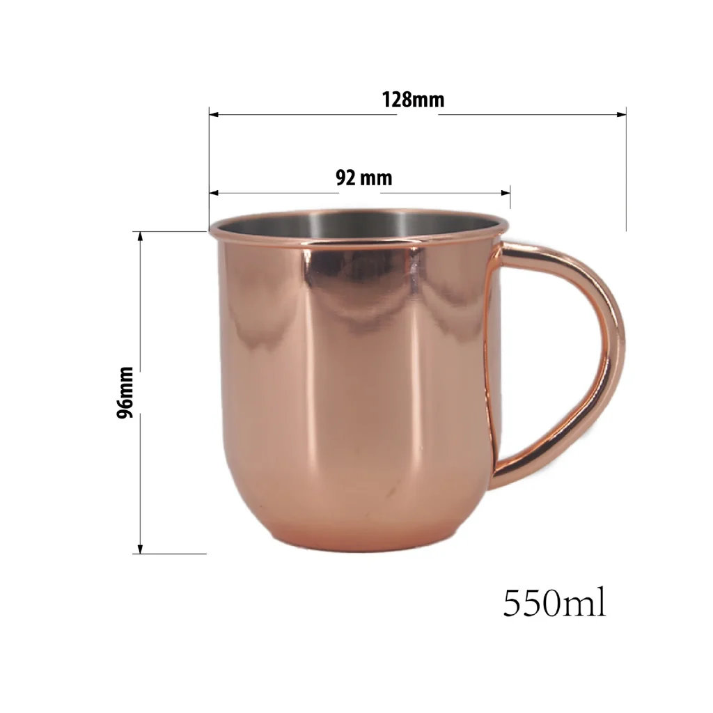 Ручки Кружка Медные кружки Чашка 550 мл Нержавеющая сталь 304 Московские кружки-мулы Кованые чашки Покрытие золотом