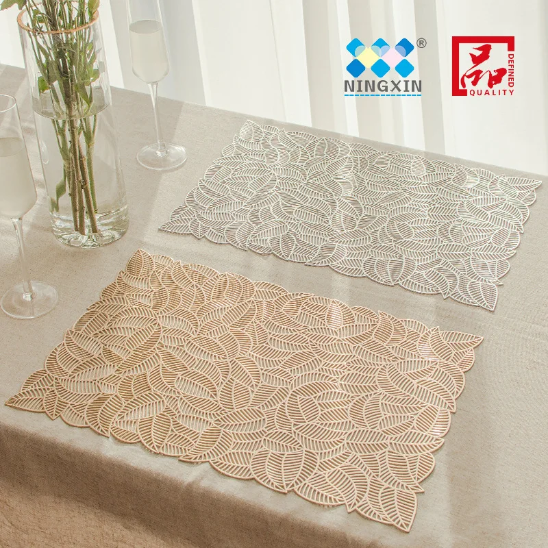 Customized PVC Table Mats Lightweight Washable Gold Silver Copper Hollow Design Waterproof Affordable Packaged in Cartons