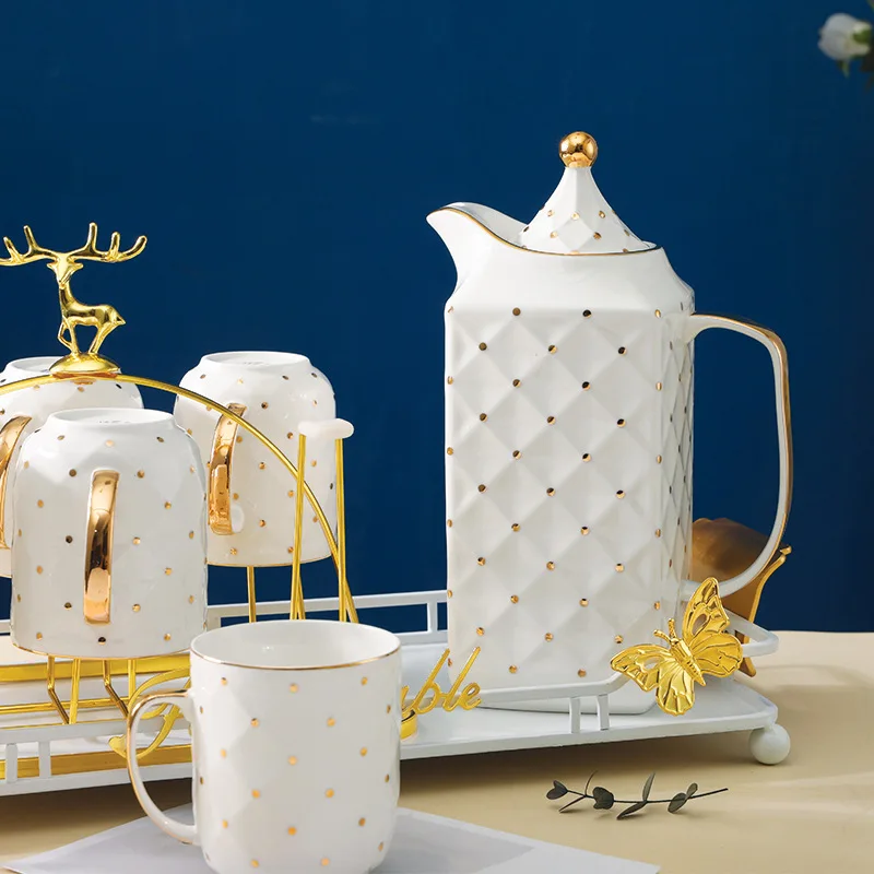 6 Cups Turkish Modern Household Coffee Mug Coaster Pot Saucer Creative Arabic Gift Box Gift Luxury Mugs Sets