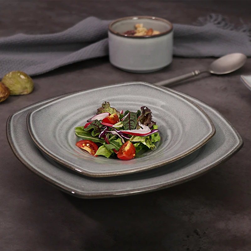 Деревенские тарелки и столовая посуда Керамические тарелки Блюда для ресторана Глянцевая керамика оптом для ресторана