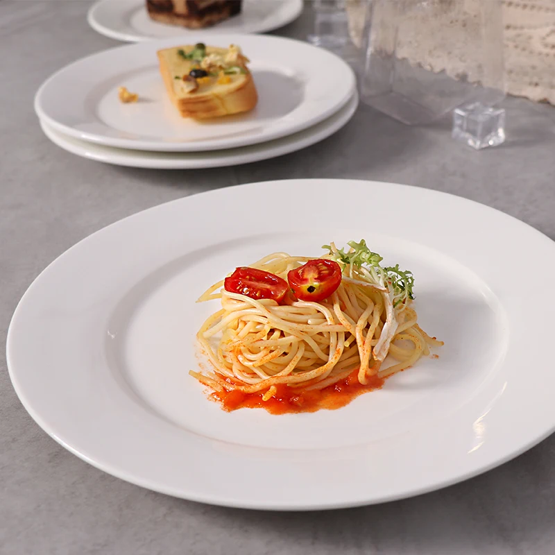 Дешевая большая керамическая тарелка Белые керамические тарелки для столовой посуды