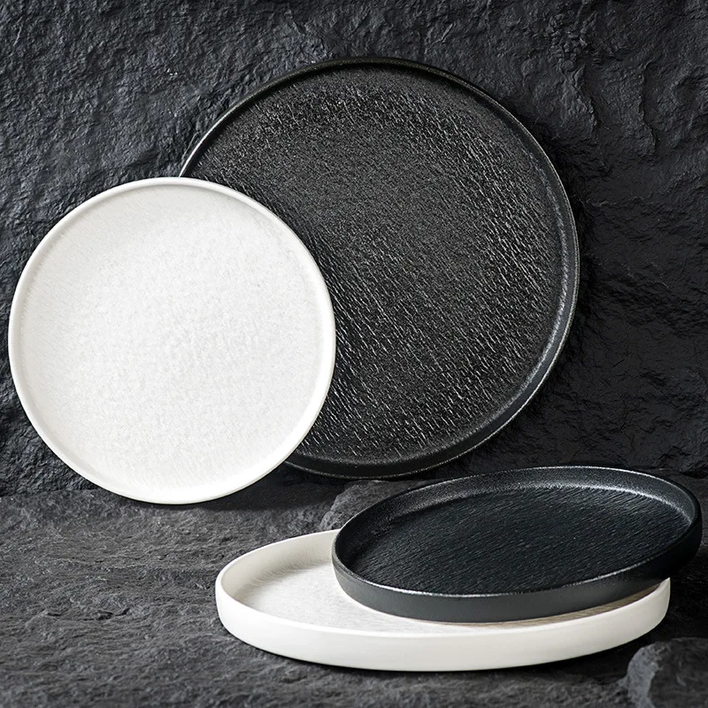 Черно-белая обеденная тарелка Vajilla Horeca, фарфоровая тарелка Piatti Ristorante Gourmet Assiette, керамическая тарелка, ресторанная посуда