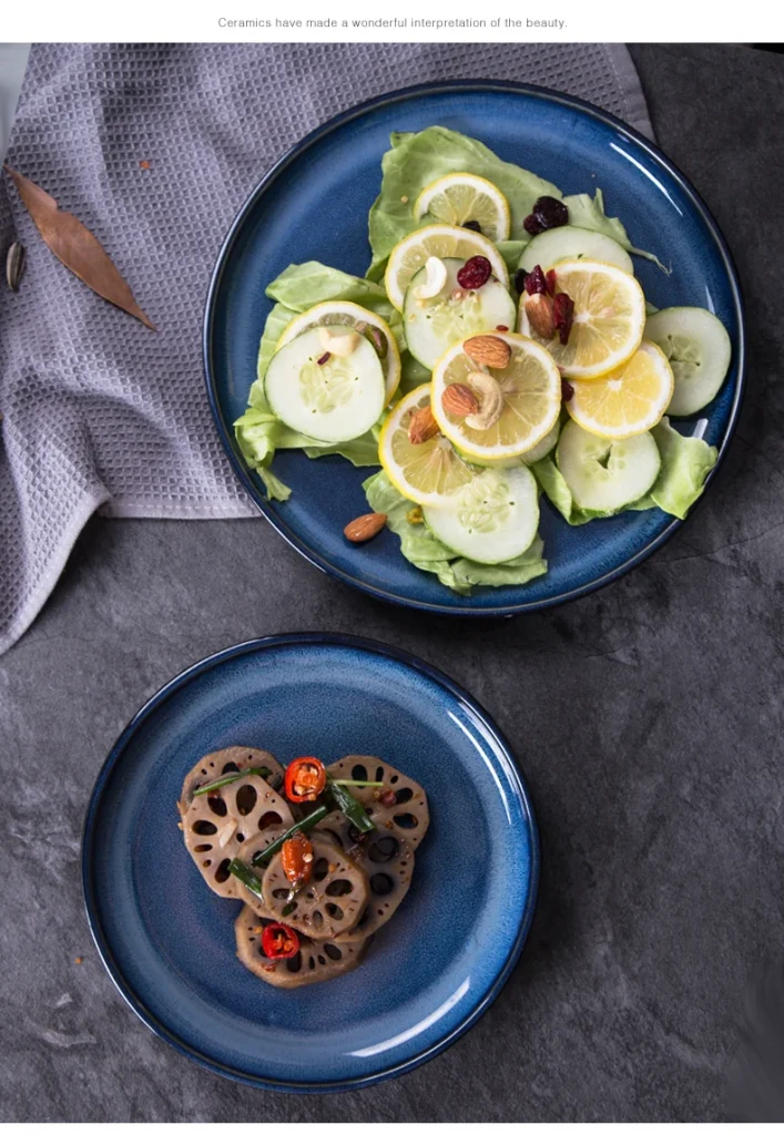 Modern Ceramic Steak Pasta Salad Porcelain Plate Blue Serving Dish for Home Wedding & Dinner Wholesale Selling