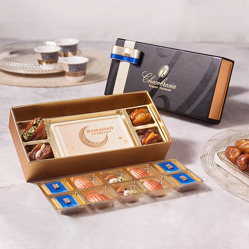 Роскошная магнитная застежка, подарок на сладкие даты, упаковочная коробка для шоколадных батончиков на заказ, упаковка для десертов Рамадана, конфет, сухофруктов