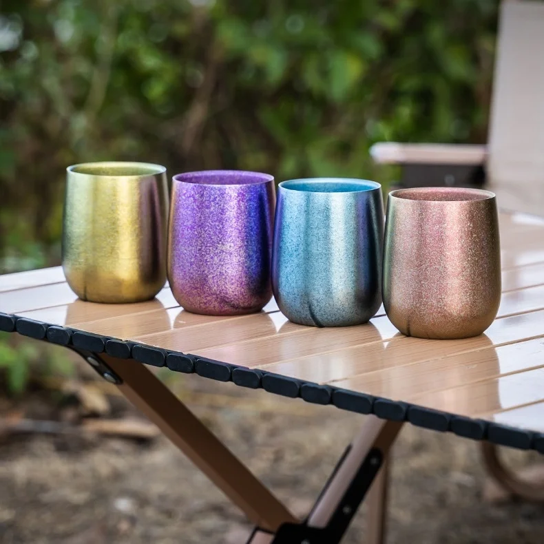 Чистая двойная утолщенная кофейная чашка, титановая дорожная чашка с гусиным яйцом и вакуумной изоляцией