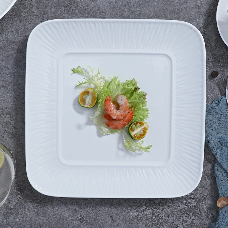 Фарфоровая посуда нового дизайна, сервировочное блюдо для ресторана, керамическое сервировочное блюдо, белая квадратная тарелка