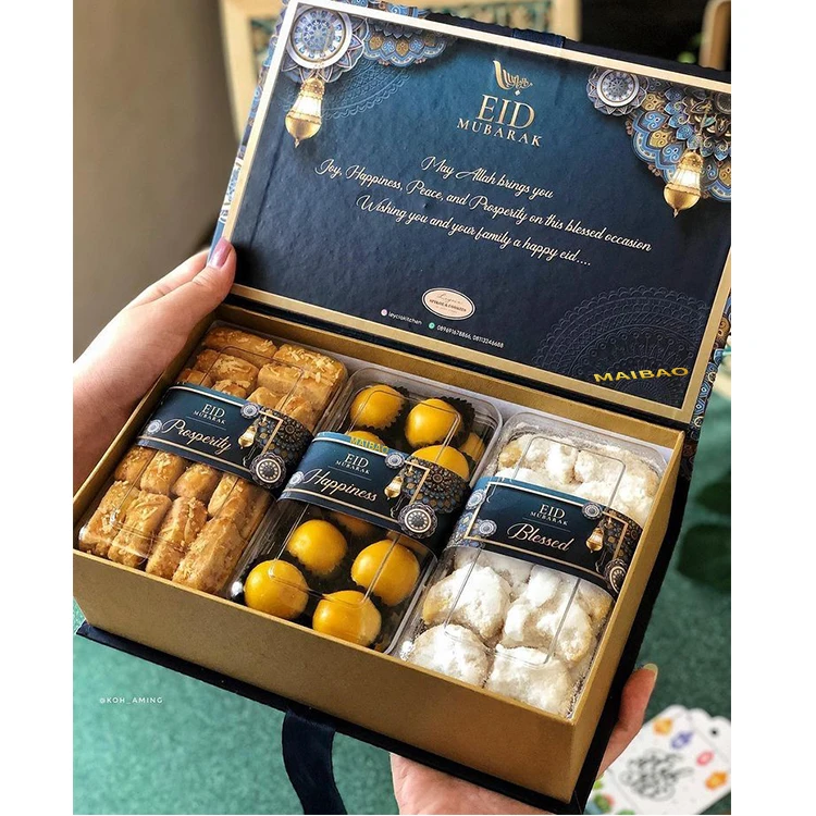 Подарочная коробка из крафт-бумаги с принтом на заказ, роскошная складная коробка для сладкого шоколада и пахлавы, упаковка для Рамадана, коробка для дат Medjool