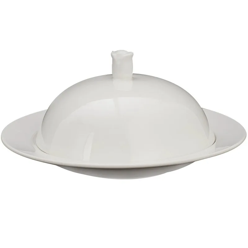 Factory Price High-end Western Food Hotel Tableware Dishes on Magnolia Cup With Cover