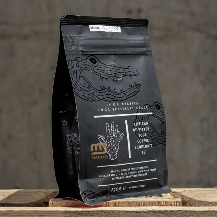 Черный перерабатываемый кофейный мешок с логотипом, бумажный мешок с плоским дном, бумажный мешок для кофейных зерен с клапаном, упаковка для чайного порошка, мешок на молнии с ластовицей