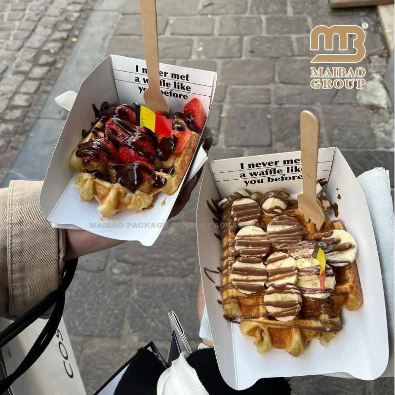 Пользовательские розовые бумажные коробки для шоколадного печенья для вечеринок, кремовые вафли, десертная коробка, упаковка для кейтеринга, тарелка, блинная коробка с разделителями