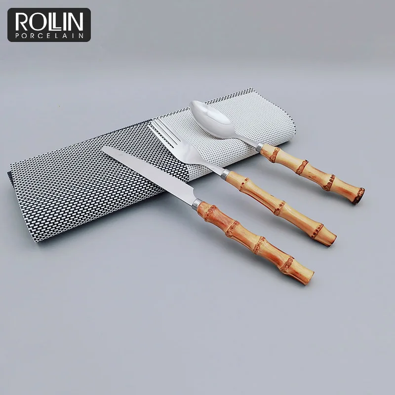 Набор столовых приборов в индивидуальной коробке, набор чайных ложек и вилок, набор столовых приборов из нержавеющей стали и бамбука для ресторанов, отелей