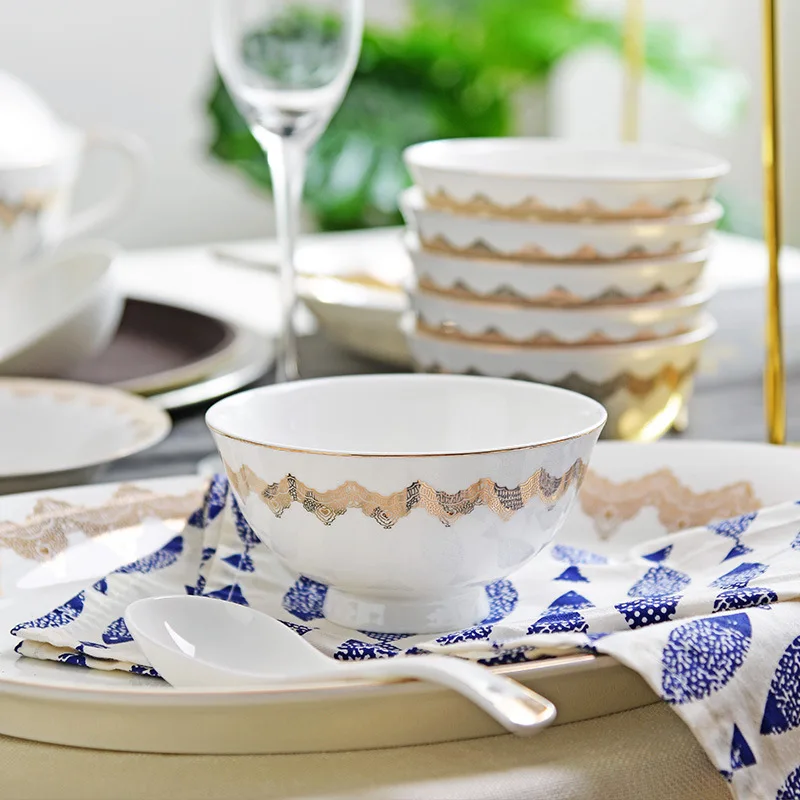 China Design Wholesale Ceramic White Color Dinnerware Porcelain Tableware Dinner Plate/Soup Bowl Set