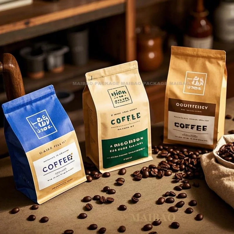 Напечатанный на заказ закрывающийся кофейный мешок с застежкой-молнией из алюминиевой фольги с клапаном, пластиковая упаковка для чая с плоским дном, кофейный мешок оптом