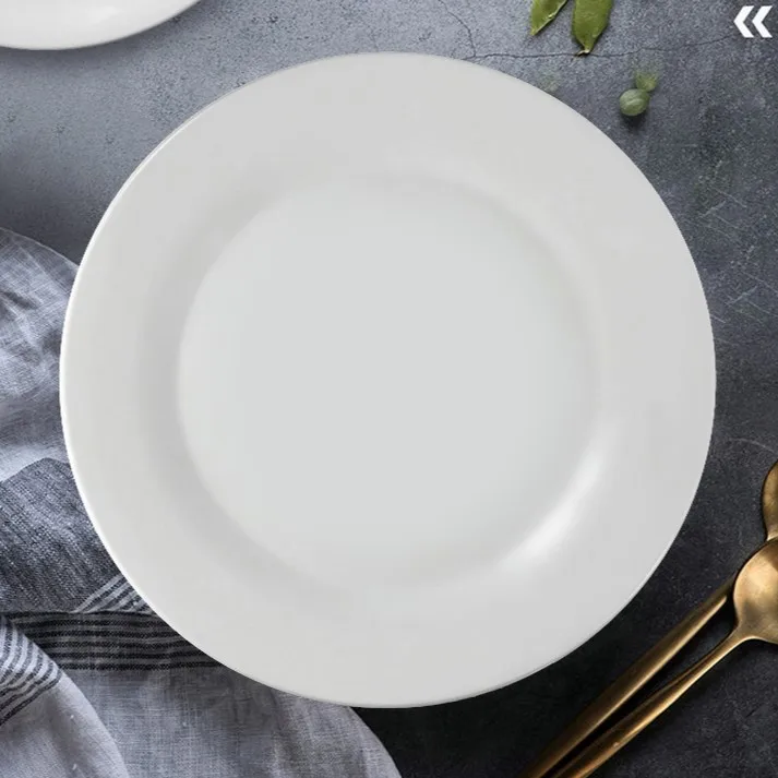 Современные 12-дюймовые белые фарфоровые тарелки, посуда, ресторанный ансамбль шведского стола Vaissell, штабелируемые керамические тарелки с индивидуальным принтом
