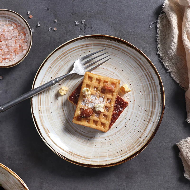 Тарелка для супа с ободком, светло-коричневые керамические тарелки для ресторана, посуда, фарфоровые тарелки для ужина, турецкий дизайн для отеля