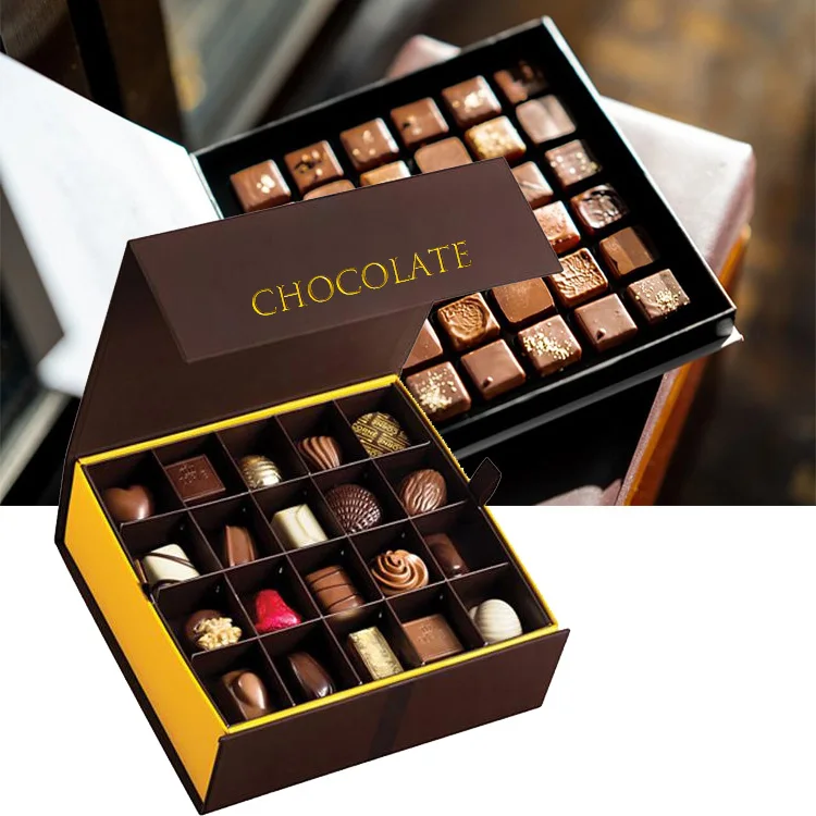 Оптовая индивидуальная логотип с печатью роскошной картонная бумага Подарочная упаковка Bonbon Candy Dessert Sweet Truffle упаковка шоколадные коробки