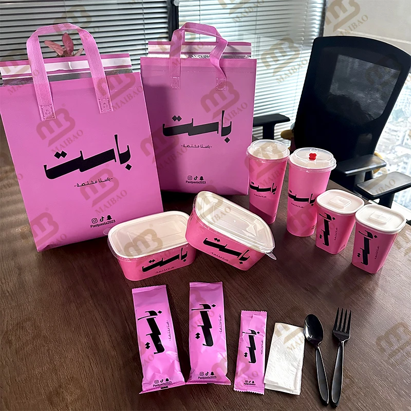 Напечатанная на заказ арабская еда на вынос 32 унции 24 унции одноразовая крафт-бумага для салата, еды, пасты, лапши, круглая, квадратная, прямоугольная бумажная миска с крышкой