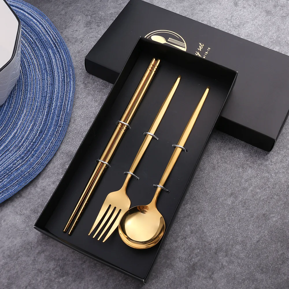 Portugal Mirror Gold Cutlery Set Stainless Steel Spoon Steak Knife and Fork Luxury Tableware Flatware Sets for Wedding Gift