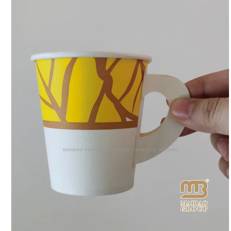 Напечатанные на заказ 4 унции 12 унций 16 унций биоразлагаемые Pla экологически чистые одностеночные кофейные чашки из бумаги с ручкой