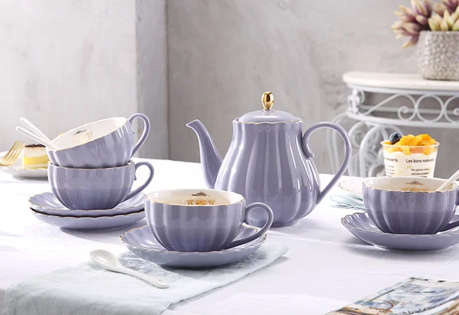 2022 Factory Direct Wholesale Ceramic Coffee Cup with Saucer Teapot Set Porcelain Handle Promotional Sale