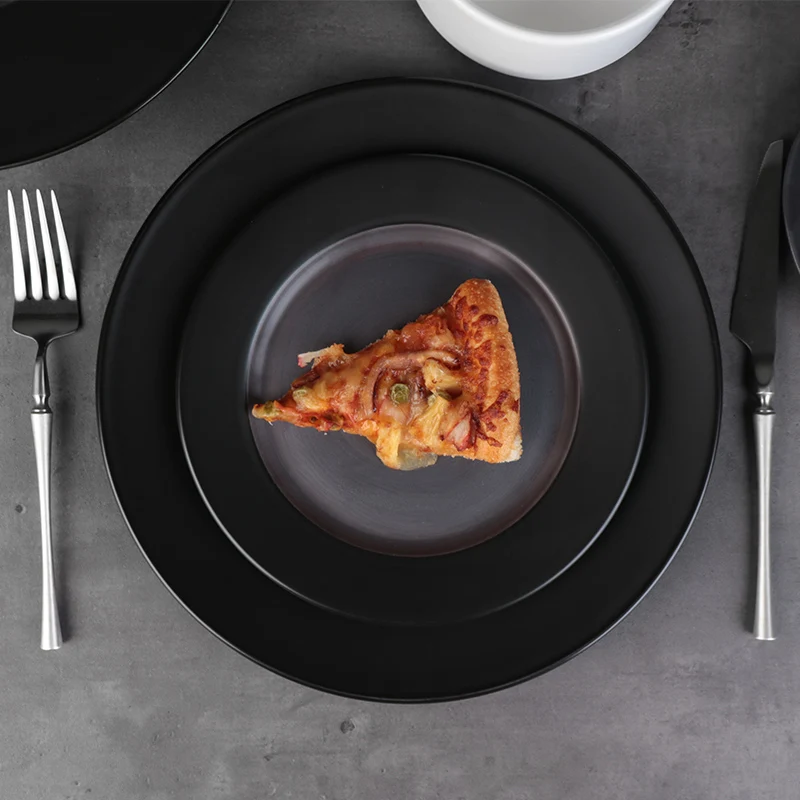 Керамический набор для салата Chaozhou с черной стороной, керамические тарелки с каймой, набор фарфоровых столовых приборов для кейтеринга, ресторана, отеля