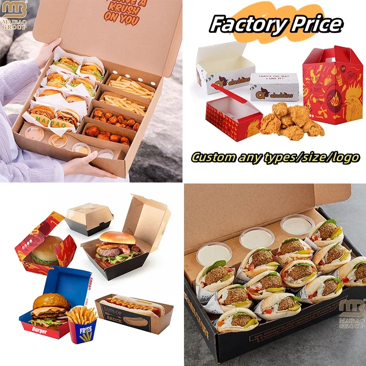 Печать на заказ, пищевая корейская бумага, коробка для хот-догов на вынос, коробка для бургера с жареными куриными крылышками, бумажная коробка для фаст-фуда