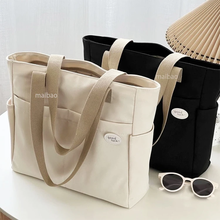 Простые натуральные экологически чистые многоразовые нетканые холщовые сумки Сумка для покупок Холщовая большая сумка с логотипом, напечатанным на заказ