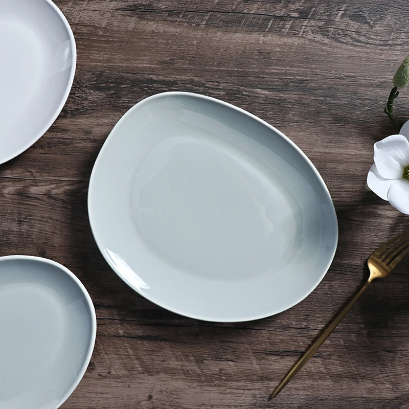 Современный нерегулярный обеденный набор, оптовая продажа, тарелки, керамическая минималистичная посуда, ресторанная посуда, фарфоровая посуда