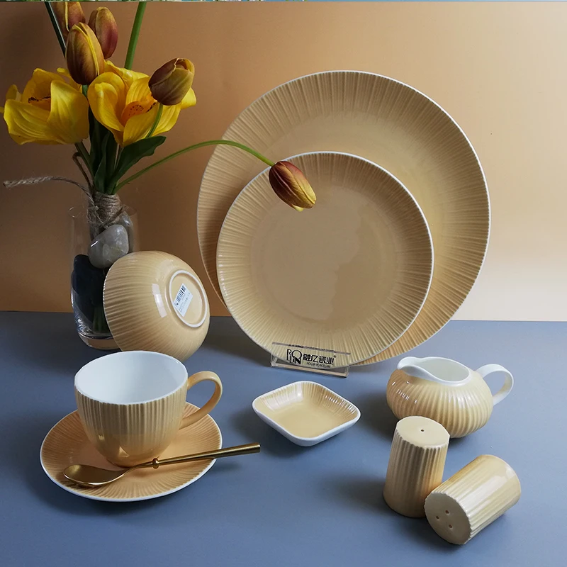 Высокая классическая роскошная столовая посуда, цветная глазурованная фуршетная тарелка, набор столовой посуды, тарелка для кейтеринга, обеденный сервиз из костяного фарфора, тарелка для отеля