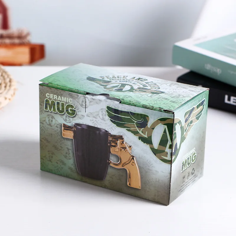 Hot Selling 3D Creative Ceramic Mug Revolver Gun Shaped Cup Personalized Coffee Water Drinking Cup Wholesale