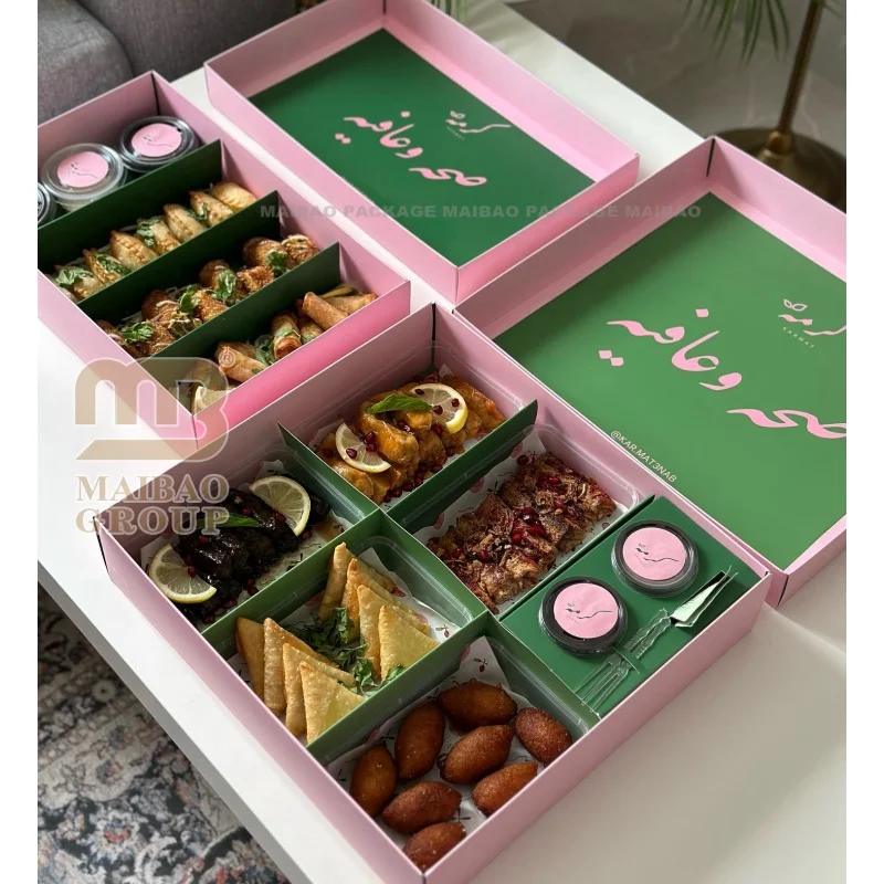 Пользовательская каркасная бумага для выносной бумаги контейнер с пищевой коробкой одноразовая коробка для ланч -коробки Упаковка для еды и кондитерской сладкой пакет разделена