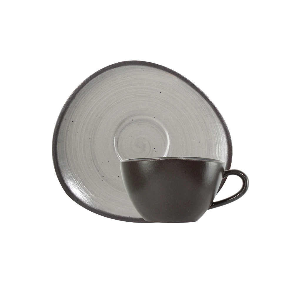 Чаочжоу керамическая кофейная чашка для кафе, блюдце, фарфоровые чайные чашки в японском стиле, винтажная керамическая кофейная кружка с ручкой