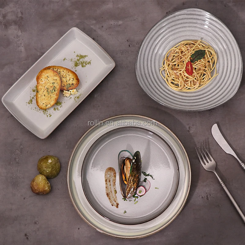 Ресторанные тарелки Vajillas Керамические глазурованные обеденные тарелки Блюдо Производитель ресторанной посуды Оптовая продажа гостиничных обеденных тарелок