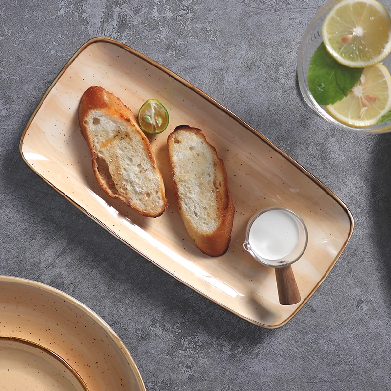 Наборы столовой посуды Vajillas Наборы посуды для ресторанов Оранжево-бежевый цвет Роскошные фарфоровые керамические тарелки Производитель