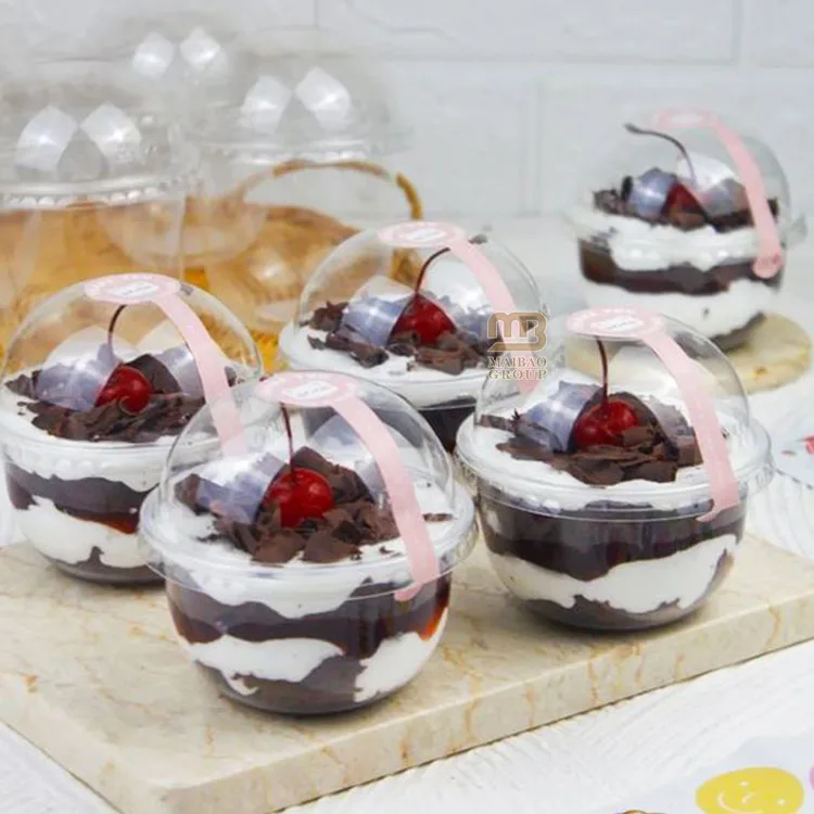 Изготовленный на заказ пластиковый стаканчик для мороженого, фруктового йогурта, смузи, мини-одноразовые стаканчики для десерта с крышкой, ПЭТ U-образная прозрачная пластиковая чашка для парфе