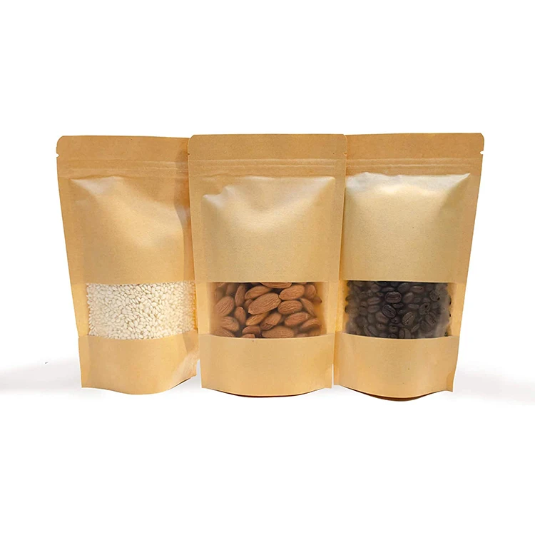 Напечатанный на заказ экологически чистый пищевой биоразлагаемый термосвариваемый пустой пакет с застежкой-молнией и застежкой-молнией из крафт-бумаги на молнии для упаковки чая