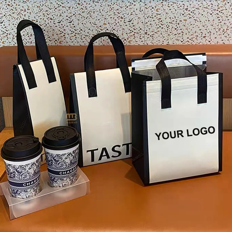 Изготовленная на заказ большая сумка-холодильник Нетканая изоляционная сумка-холодильник для горячих/холодных напитков, кофе, чая с собой, большая изолированная сумка-холодильник для десертов