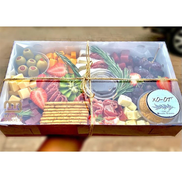 Экологичный ресторан, еда на вынос, бумажные контейнеры для салата, биоразлагаемая одноразовая коробка для упаковки пищевых продуктов с окном