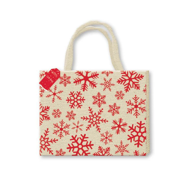 Оптовый магазин модной одежды Персонализированная сверхмощная большая переработанная красно-белая рождественская джутовая сумка для покупок