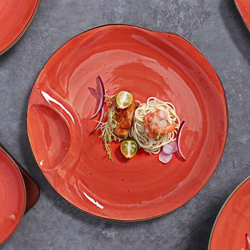 Китайская круглая тарелка, фарфоровые декоративные тарелки, рождественская посуда, ресторан, 12-дюймовая тарелка-переворот