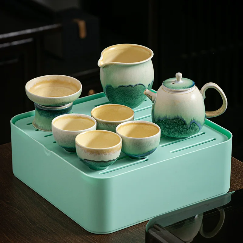 Japanese Style Coarse Pottery Teapot Set Kung Fu Teaware Portable Ceramic Storage Outdoor Tea Pot New Design