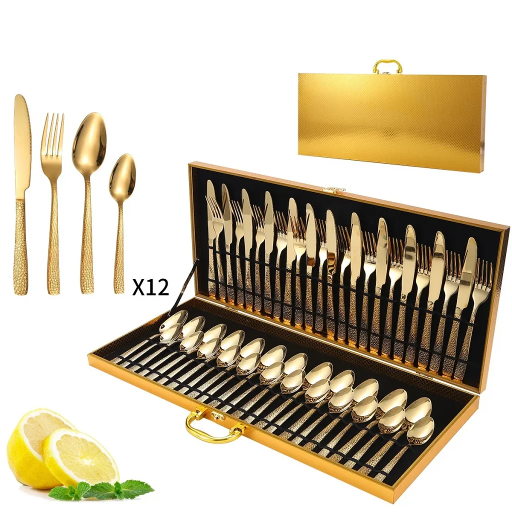 Набор столовых приборов с молотковой ручкой из нержавеющей стали 430 для отеля, высококачественный роскошный золотой набор столовых приборов, толщина