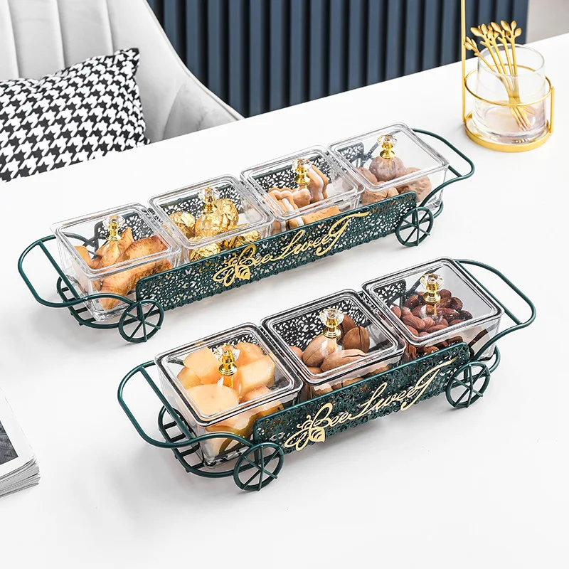 European Glass Fruit Tray Dry Fruit Division Household Living Room Coffee Table Creative Snacks Modern Candy Snack Plate