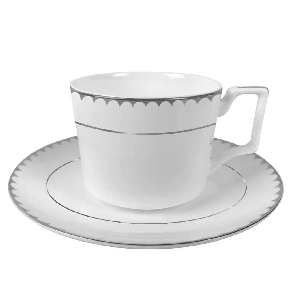 Оптовая продажа фарфора с серебряной оправой, белая праздничная посуда ручной работы из костяного фарфора, свадебные зарядные тарелки