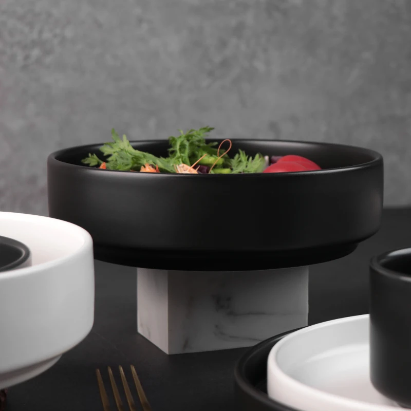 Oem Star Hotel Ресторан Посуда Кейтеринг Белая посуда Блюдо Суповая миска Черная фарфоровая керамическая миска для лапши Psata