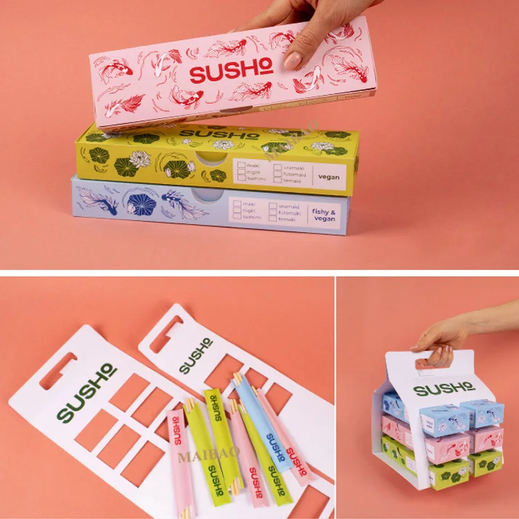 Пользовательские коробки для суши премиум-класса для упаковки пищевых продуктов. Коробка для бенто на вынос для суши на вынос. Одноразовая коробка для упаковки суши на вынос.